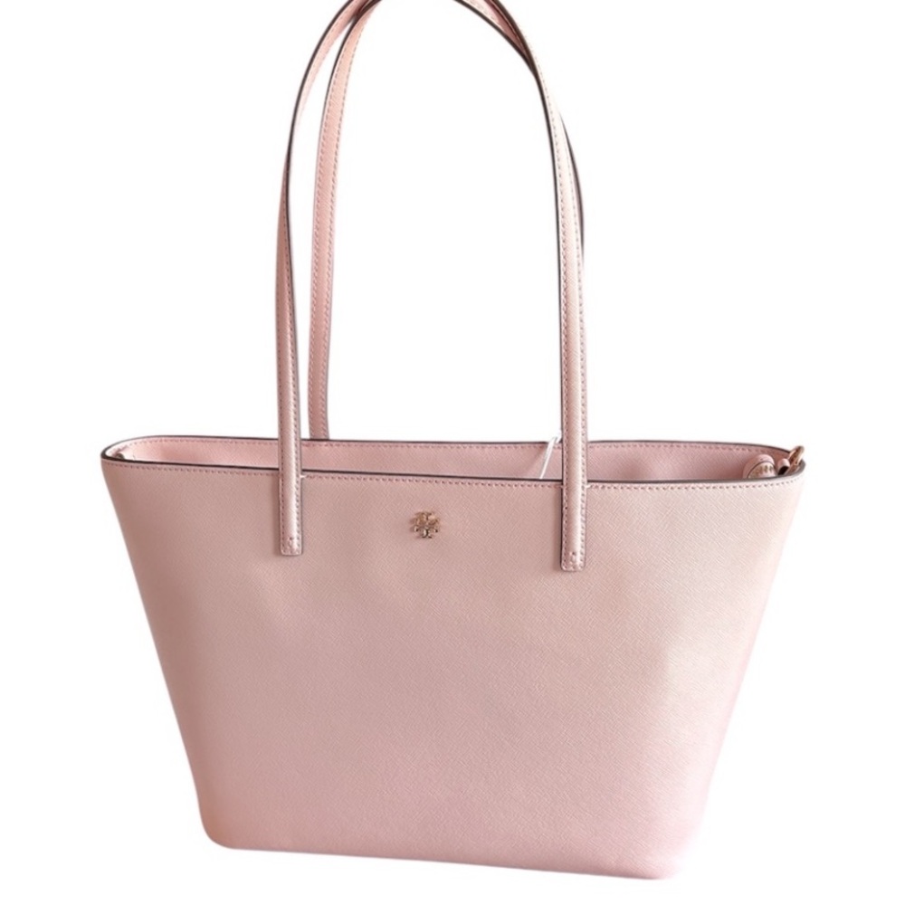 Tory Burch Light Pink Saffiano Emerson Tote Bag